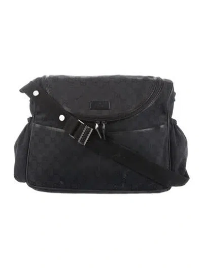 Pre-owned Gucci Babies' Gg Canvas Diaper Bag In Black