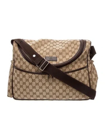 Pre-owned Gucci Babies' Gg Canvas Diaper Bag In Neutrals