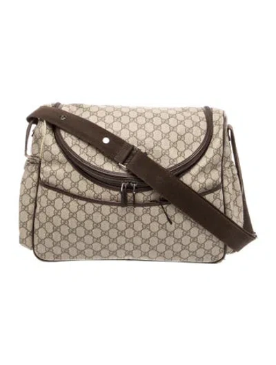 Pre-owned Gucci Kids' Gg Canvas Diaper Bag In Neutrals