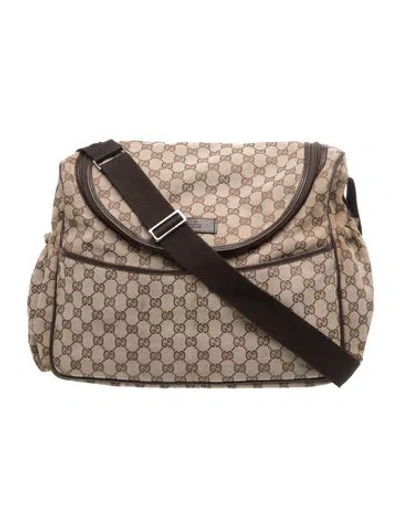 Pre-owned Gucci Kids' Gg Canvas Diaper Bag In Neutrals