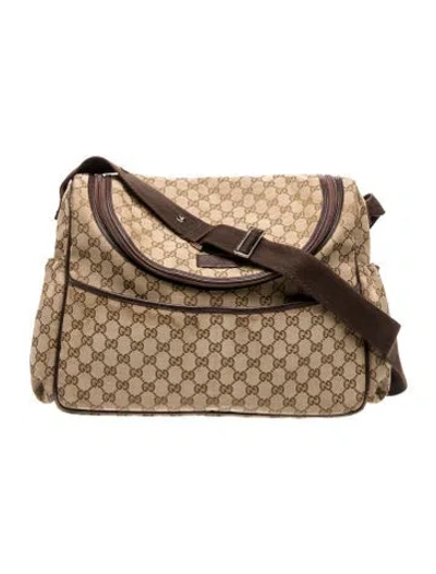 Pre-owned Gucci Babies' Gg Canvas Diaper Bag In Neutrals