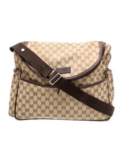 Pre-owned Gucci Babies' Gg Canvas Diaper Bag In Neutrals