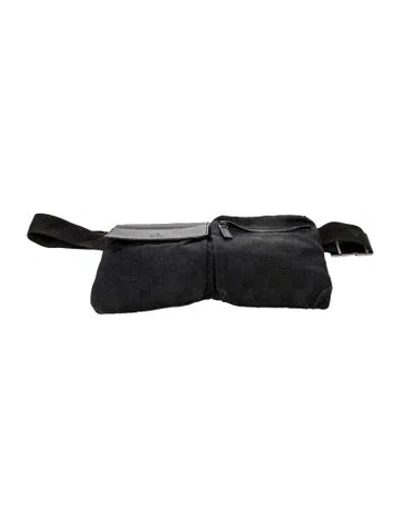 Pre-owned Gucci Gg Canvas Double Pocket Belt Bag In Black