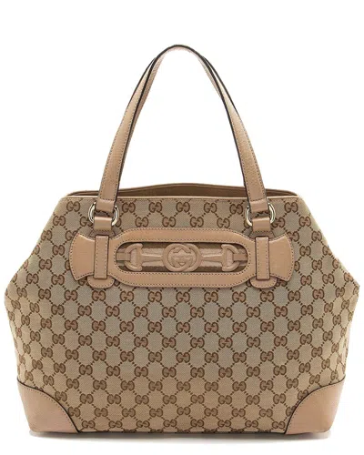 Gucci Gg Canvas Dressage Tote (authentic Pre-loved) In Brown