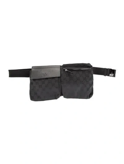 Pre-owned Gucci Gg Canvas Gg Canvas Double Pocket Belt Bag In Black