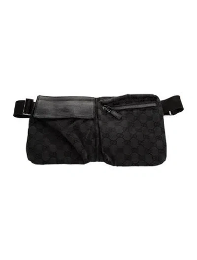 Pre-owned Gucci Gg Canvas Gg Canvas Double Pocket Belt Bag In Black
