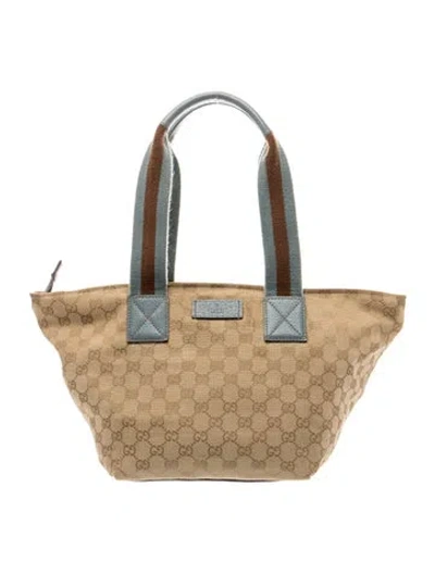 Pre-owned Gucci Gg Canvas Gg Canvas Sherry Line Tote Bag In Neutral