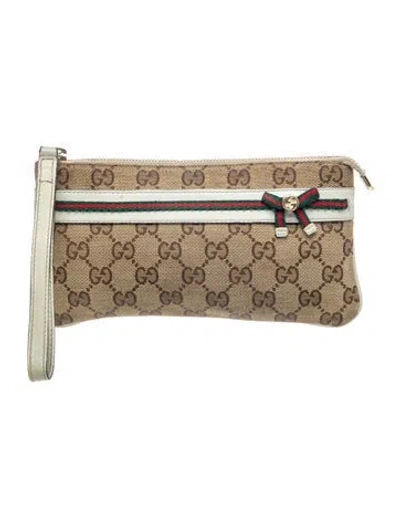 Pre-owned Gucci Gg Canvas Gg Canvas Wristlet In Brown