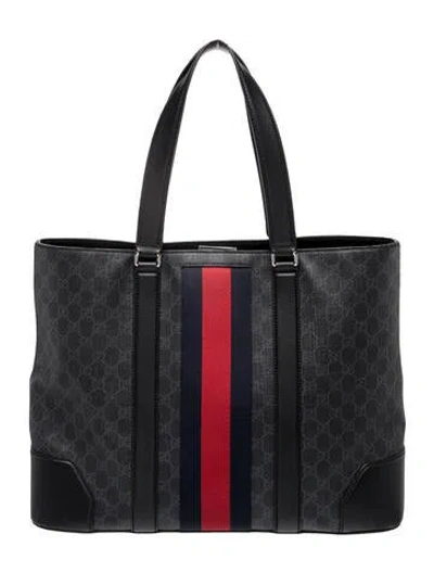 Pre-owned Gucci Gg Canvas Gg Supreme Sherry Line Tote In Black