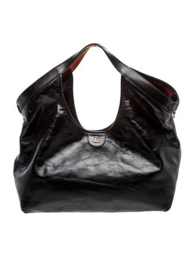 Pre-owned Gucci Gg Canvas Giglio Large In Black