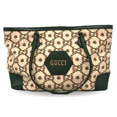 Pre-owned Gucci Gg Canvas Green Gg Canvas Tote Bag ()