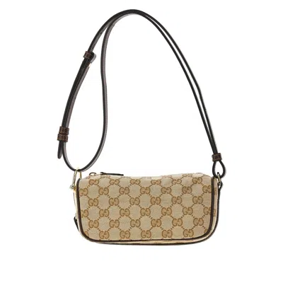 Gucci Gg Canvas Half Horsebit Mini Bag In Sand