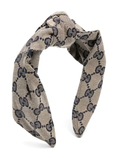 Gucci Babies' Gg Canvas Headband In Neutrals