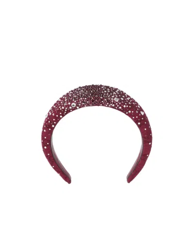 Gucci Gg Canvas Headband With Crystals In Burgundy