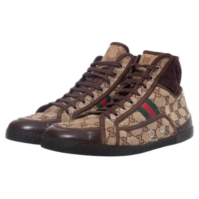 Pre-owned Gucci , Gg Canvas High Top Trainers In Black
