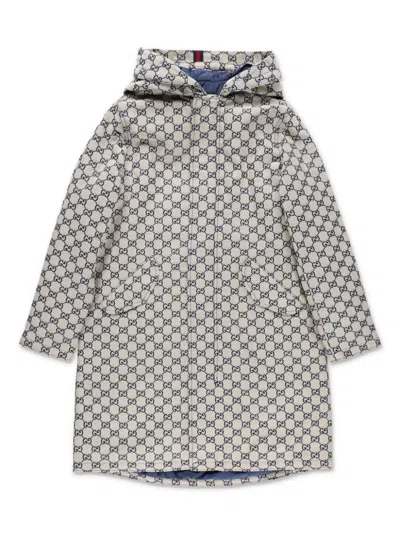 Gucci Kids' Gg Canvas Hooded Jacket In Grey