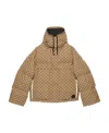 Gucci Gg Canvas Hooded Padded Jacket In Camel/ebony