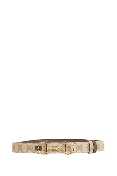 Gucci Gg Canvas Horsebit Buckle In Brown