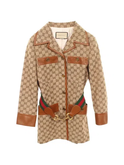 Pre-owned Gucci Gg Canvas Horsebit Jacket In Brown