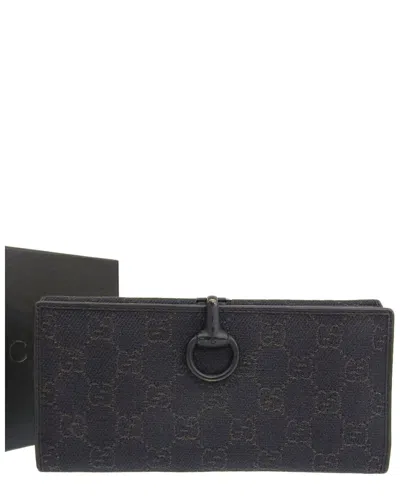 Gucci Gg Canvas Horsebit Long Wallet Black Vintage (authentic Pre-loved)