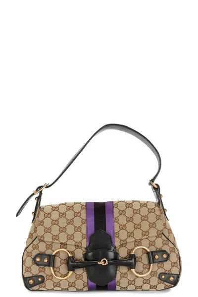Gucci Gg Canvas Horsebit Shoulder Bag In Beige