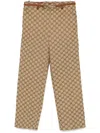 Gucci Tailored Pants With Distinctive Logo Pattern In Brown