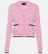 Gucci Papiro Webbing-trimmed Jacquard-knit Cotton Cardigan In Pink