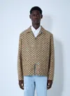 Gucci Beige Shirt With Spread Collar And Two Front Welt Pockets In Gg Canvas Man In Brown