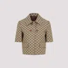 Gucci Gg Fabric Jacket In Camel Ebony