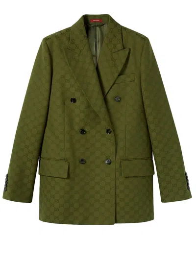 Gucci `gg Canvas` Jacket In Green