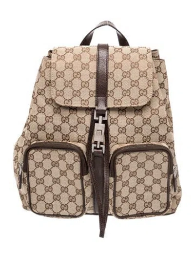 Pre-owned Gucci Gg Canvas Jackie Backpack Vintage In Brown
