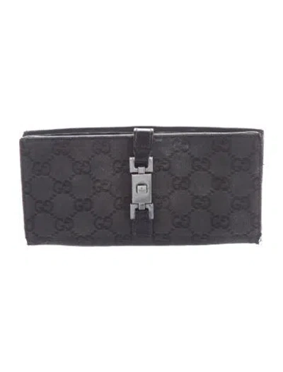 Pre-owned Gucci Gg Canvas Jackie Continental Gg Canvas Continental Wallet In Black