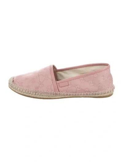Pre-owned Gucci Gg Canvas Jacquard Espadrilles In Pink