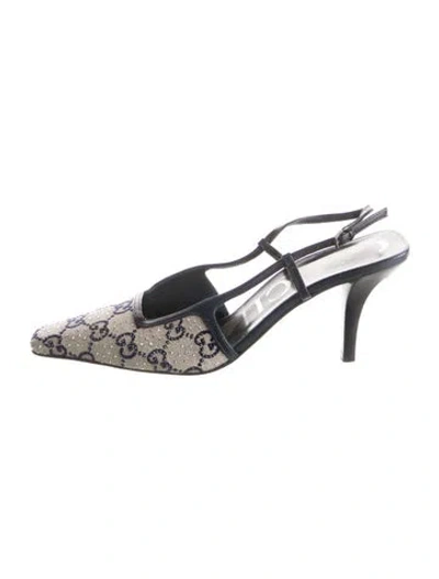 Pre-owned Gucci Gg Canvas Jacquard Slingback Pumps In Neutral