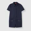 Gucci Gg Canvas Jumpsuit With Horsebit In Blue