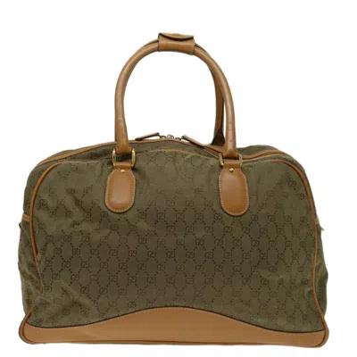 Pre-owned Gucci Gg Canvas Khaki Canvas Travel Bag ()