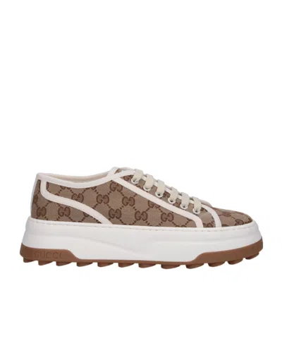 Gucci Gg-canvas Lace-up Sneakers In White