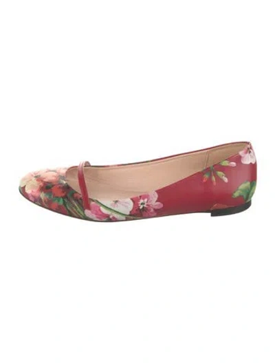 Pre-owned Gucci Gg Canvas Leather Ballet Flats In Red
