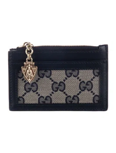 Pre-owned Gucci Gg Canvas Leather Bifold Wallet In Blue