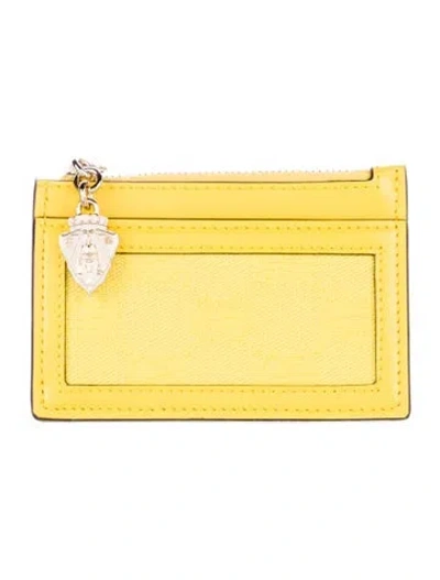 Pre-owned Gucci Gg Canvas Leather Card Holder In Yellow