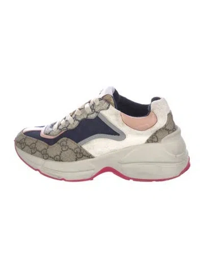Pre-owned Gucci Gg Canvas Leather Chunky Sneakers In Neutral