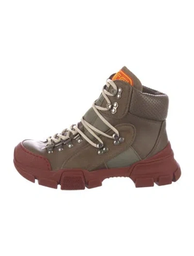 Pre-owned Gucci Gg Canvas Leather Hiking Boots In Brown