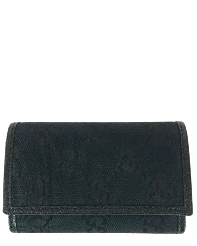 Gucci Gg Canvas Leather Key Case (authentic Pre-loved) In Black