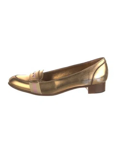 Pre-owned Gucci Gg Canvas Leather Loafers