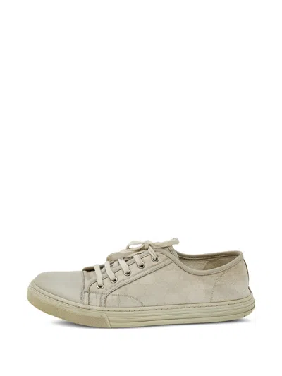 Pre-owned Gucci Gg Canvas Leather Low-top Sneakers In White