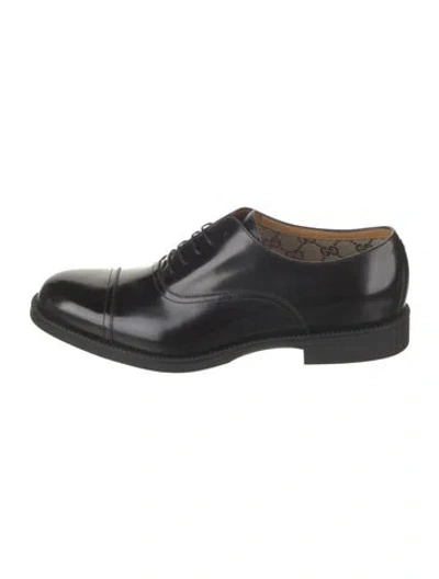 Pre-owned Gucci Gg Canvas Leather Oxfords W/ Tags In Black