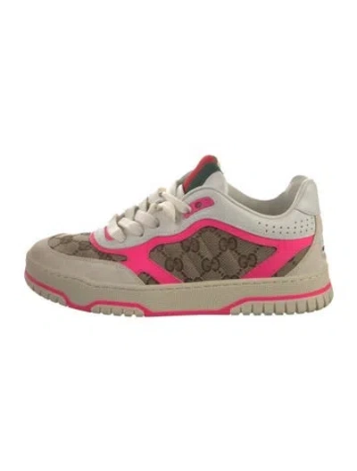 Pre-owned Gucci Gg Canvas Leather Sneakers In Neutral