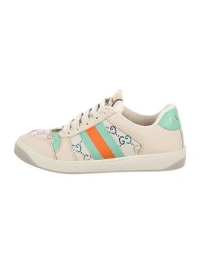 Pre-owned Gucci Gg Canvas Leather Sneakers In Neutral