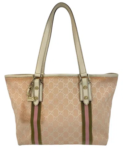 Gucci Gg Canvas Leather Tote Bag (authentic Pre-loved) In Multi