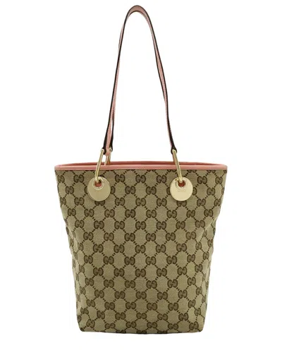 Gucci Gg Canvas Leather Tote Bag (authentic Pre-loved) In Multi